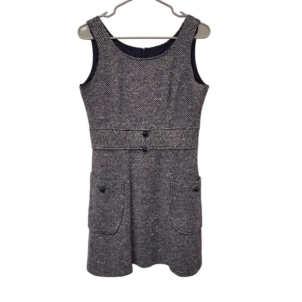 Vintage La Colette Herringbone Jumper Dress Sleeveless Wool Blend Academia